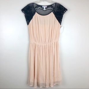 MADE for Impulse Nude Black Lace Cap Sleeve Dress